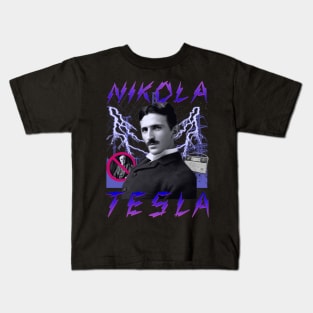 TESLA RAP BAND TEE Nikola Tesla Historic Inventor 90's Vintage Style Electricity Version 2 Kids T-Shirt